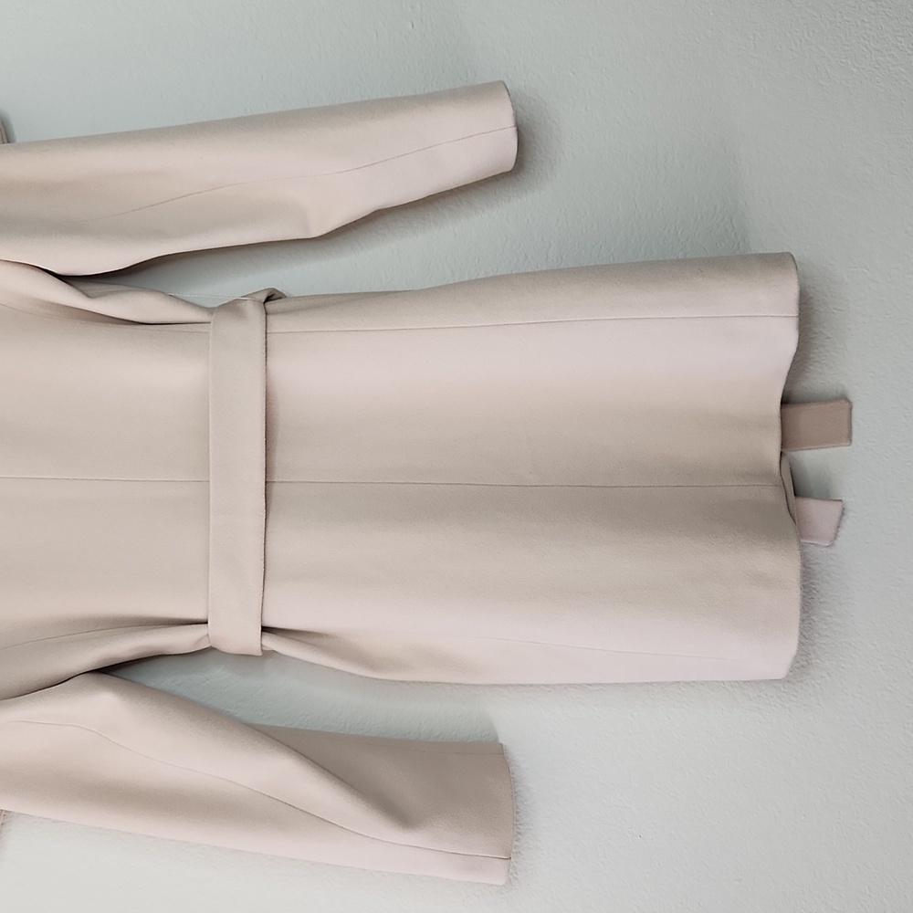 Overland Loro Piana Italian Wool Cream Vintage Winter Coat Size 6 Belted Jacket - Picture 7 of 16